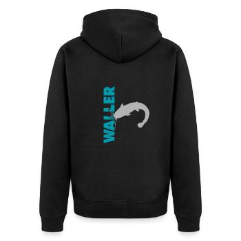 Wels fischen Kampf mit dem starken Wels - Unisex Premium Bio Zip Hoodie - Schwarz - Hinten - Nico (187cm)