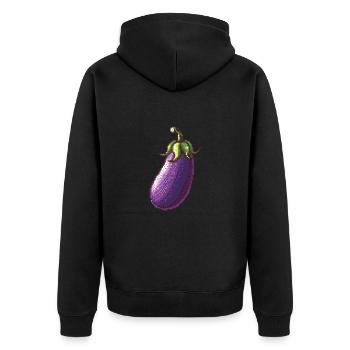 Icône pixel aubergine - Veste à capuche bio Premium Unisexe - noir - Dos - Nico (187cm)