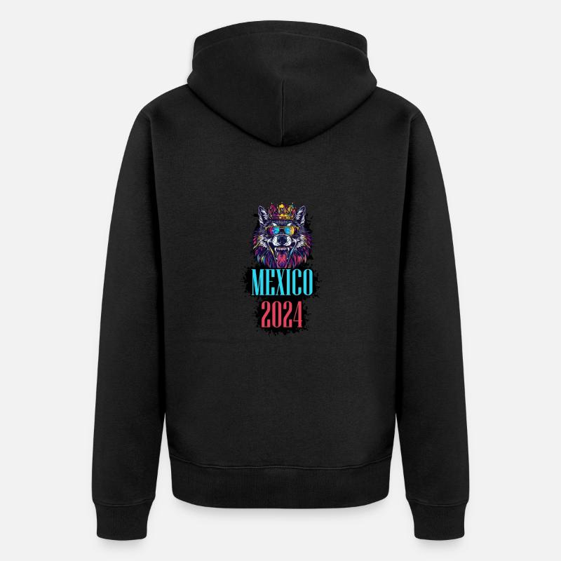 Mexique 2024 Vacances Loup - Veste à capuche bio Premium Unisexe - noir