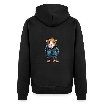 Hamster Funny Winter - Unisex Premium Organic Zip Hoodie - black - Back - Nico (187cm)