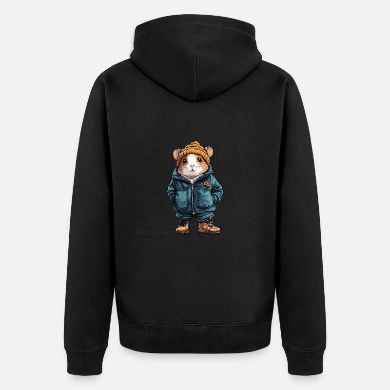 Hamster Drôle d’hiver - Veste à capuche bio Premium Unisexe - noir
