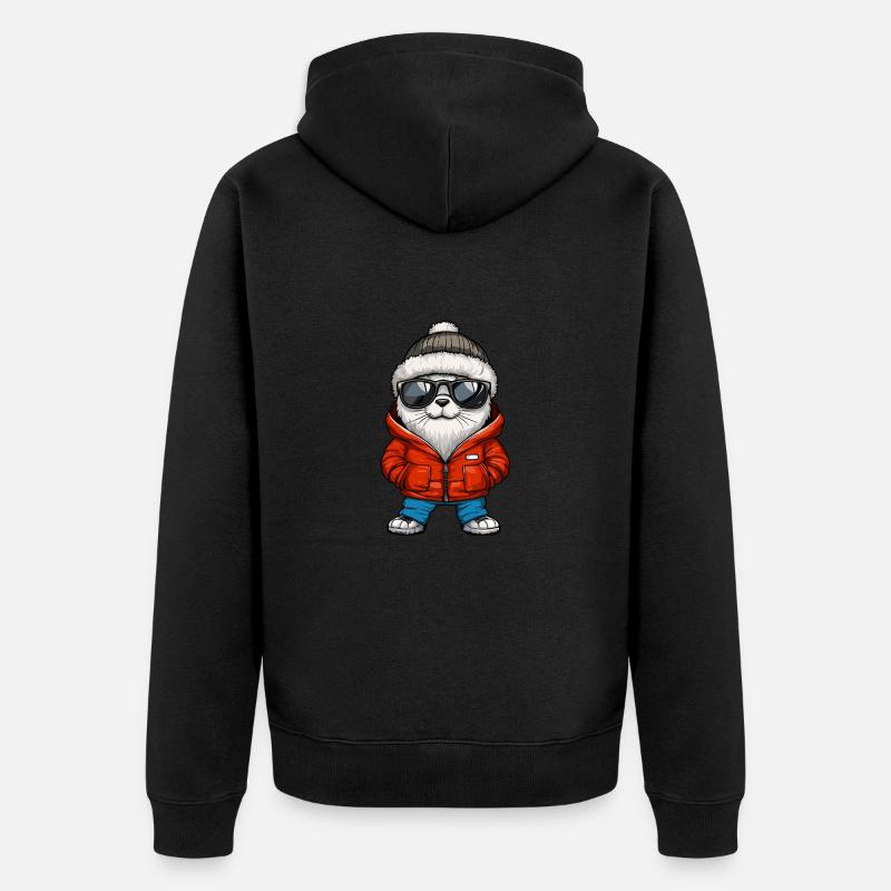 Robbe Tier Cool Comic - Unisex Premium Bio Zip Hoodie - Schwarz