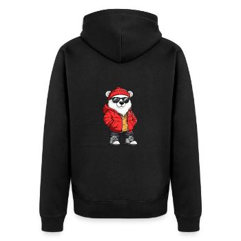 Ours polaire Bande dessinée cool - Veste à capuche bio Premium Unisexe - noir - Dos - Nico (187cm)