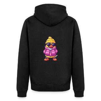 Ente Cool Comic - Unisex Premium Bio Zip Hoodie - Schwarz - Hinten - Nico (187cm)