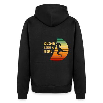 Climb Like A Girl | Girl Rock Climbing - Unisex Premium Organic Zip Hoodie - black - Back - Nico (187cm)