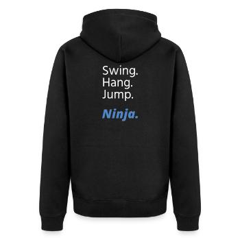 Ninja Warrior - Swing Hang Jump Ninja - Unisex Premium Organic Zip Hoodie - black - Back - Nico (187cm)