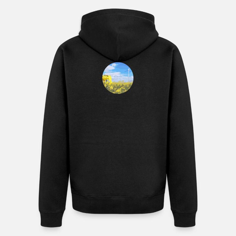 Champ de colza avec moulin à vent - Veste à capuche bio Premium Unisexe - noir
