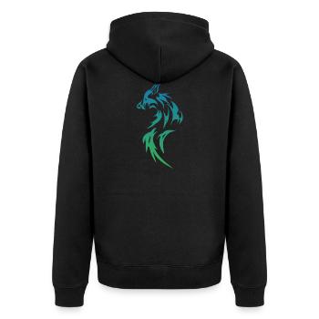 Wolfsilhoutte - Unisex Premium Bio Zip Hoodie - Schwarz - Hinten - Nico (187cm)