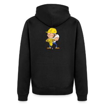 Retro Vintage Grunge Style Baufirma Bauunternehmen - Unisex Premium Bio Zip Hoodie - Schwarz - Hinten - Nico (187cm)