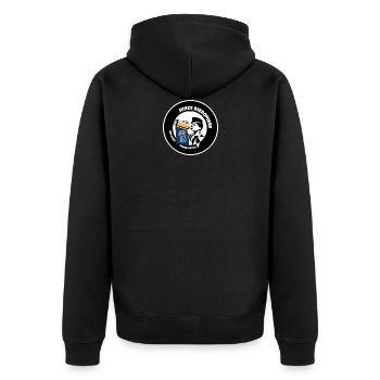 junge Bieroniere Button - Unisex Premium Bio Zip Hoodie - Schwarz - Hinten - Nico (187cm)