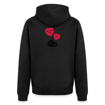 willst du mich heiraten - Unisex Premium Bio Zip Hoodie - Schwarz - Hinten - Nico (187cm)