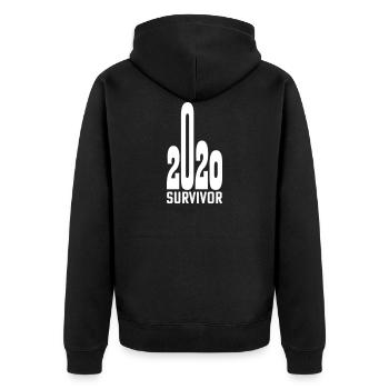 Jahresshirt 2020 Überebender - Unisex Premium Bio Zip Hoodie - Schwarz - Hinten - Nico (187cm)