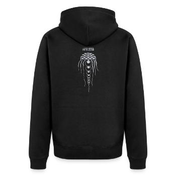 Quallen und Philosophie Phrase - Unisex Premium Bio Zip Hoodie - Schwarz - Hinten - Nico (187cm)