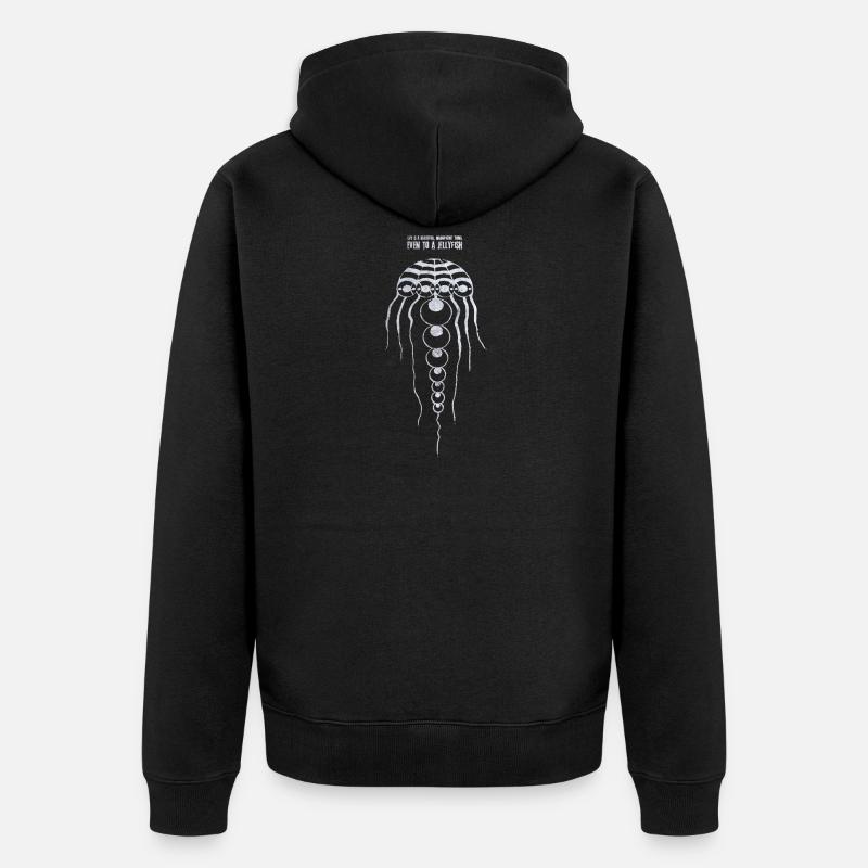 Méduses et phrase philosophique - Veste à capuche bio Premium Unisexe - noir