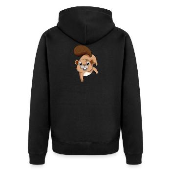 Funny Beaver Comic Style - Unisex Premium Organic Zip Hoodie - black - Back - Nico (187cm)