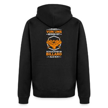 Billard Queue - Unisex Premium Bio Zip Hoodie - Schwarz - Hinten - Nico (187cm)