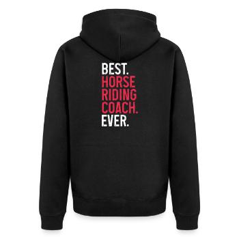 horse riding Design for a horse riding fans - Unisex Premium Bio Zip Hoodie - Schwarz - Hinten - Nico (187cm)