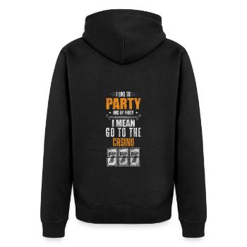 Kasino Slot Zocken Geldspielgerät - Unisex Premium Bio Zip Hoodie - Schwarz - Hinten - Nico (187cm)