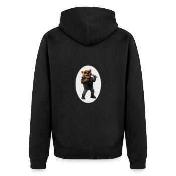 Rockmusik Bär - Unisex Premium Bio Zip Hoodie - Schwarz - Hinten - Nico (187cm)