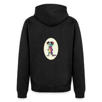Salamander Sommer - Unisex Premium Bio Zip Hoodie - Schwarz - Hinten - Nico (187cm)