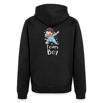 Gender Reveal Team Boy Baby Shower - Unisex Premium Organic Zip Hoodie - black - Back - Nico (187cm)