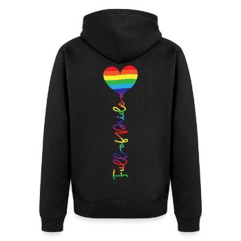 Voller Stolz - Unisex Premium Bio Zip Hoodie - Schwarz - Hinten - Nico (187cm)