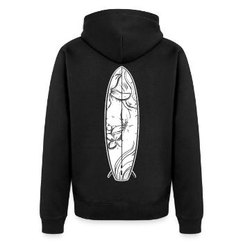 Cartoon Surfbrett - Unisex Premium Bio Zip Hoodie - Schwarz - Hinten - Nico (187cm)