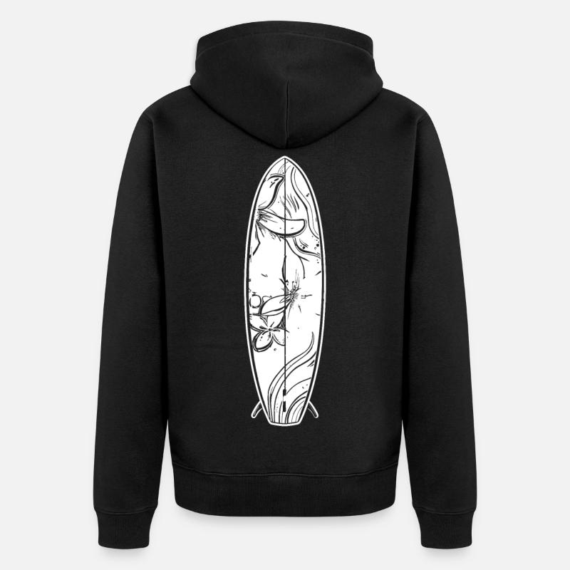 planche de surf de dessin animé - Veste à capuche bio Premium Unisexe - noir