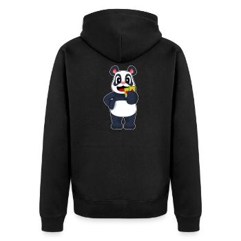 Panda Poker Pokerkarten - Unisex Premium Bio Zip Hoodie - Schwarz - Hinten - Nico (187cm)