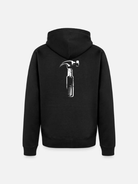Hammer mit Scratch Effekt - Werkzeuge Handwerker - Unisex Premium Bio Zip Hoodie - Schwarz