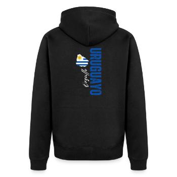 Orgueil uruguayen, design vertical - Veste à capuche bio Premium Unisexe - noir - Dos - Nico (187cm)