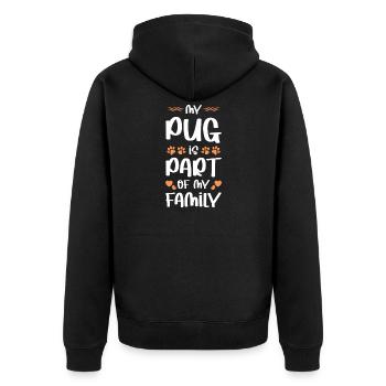 Mein Hund ist Teil der Familie - Unisex Premium Bio Zip Hoodie - Schwarz - Hinten - Nico (187cm)