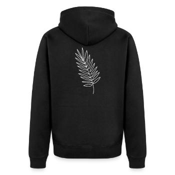Fern leaf line drawing black and white - Unisex Premium Organic Zip Hoodie - black - Back - Nico (187cm)