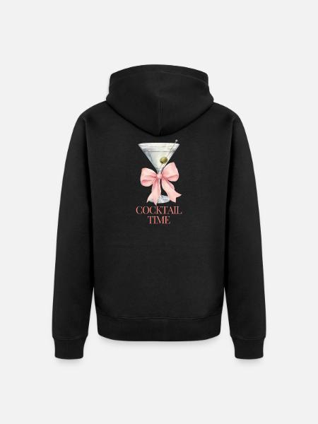 Cocktailzeit Satin Schleife - Unisex Premium Bio Zip Hoodie - Schwarz