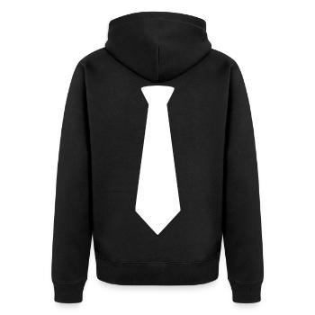 Minimalistische Krawatten-Silhouette - Unisex Premium Bio Zip Hoodie - Schwarz - Hinten - Nico (187cm)