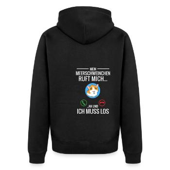 Funny Guinea Pig - Unisex Premium Bio Zip Hoodie - Schwarz - Hinten - Nico (187cm)