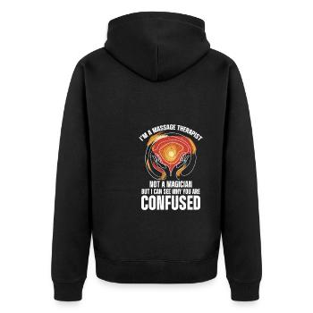 Massage Therapist - Unisex Premium Bio Zip Hoodie - Schwarz - Hinten - Nico (187cm)