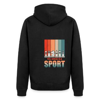 Funny Chess Player - Unisex Premium Bio Zip Hoodie - Schwarz - Hinten - Nico (187cm)