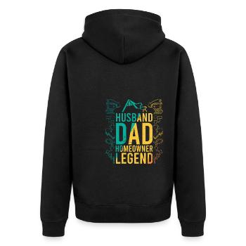 Housewarming Party Dad - Unisex Premium Organic Zip Hoodie - black - Back - Nico (187cm)