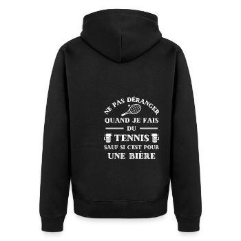 ne pas deranger tennis biere humour tennisman - Veste à capuche bio Premium Unisexe - noir - Dos - Nico (187cm)