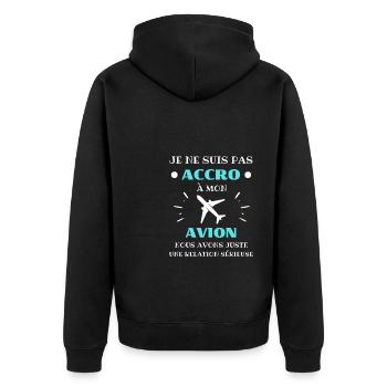 accro avion humour pilote d'avion idée cadeau - Veste à capuche bio Premium Unisexe - noir - Dos - Nico (187cm)