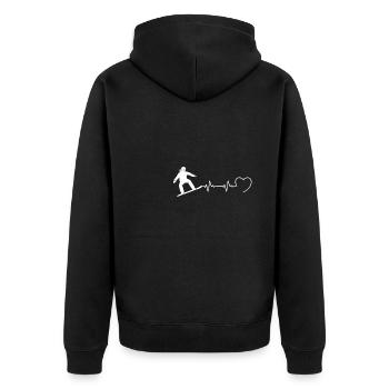 Herzschlag Snowboard Mann Humor Snowboarder - Unisex Premium Bio Zip Hoodie - Schwarz - Hinten - Nico (187cm)