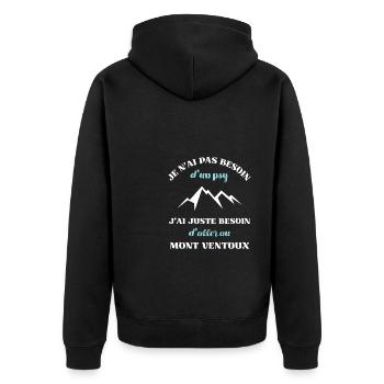 besoin psy mont ventoux homme humour idée cadeau - Veste à capuche bio Premium Unisexe - noir - Dos - Nico (187cm)