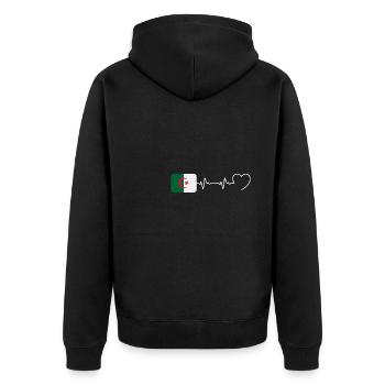 Herzschlag Algerien Mann Algerischer Humor - Unisex Premium Bio Zip Hoodie - Schwarz - Hinten - Nico (187cm)