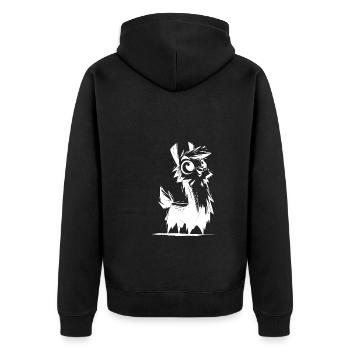 Knuffiges Kinder Baby Lama Bleistiftskizze Style - Unisex Premium Bio Zip Hoodie - Schwarz - Hinten - Nico (187cm)