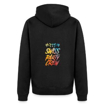 Swiss Party Crew Bunt Schweiz - Unisex Premium Organic Zip Hoodie - black - Back - Nico (187cm)