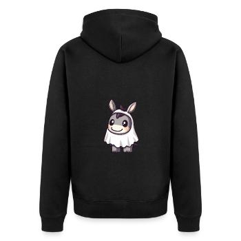 Donkey Halloween Funny Ghost - Unisex Premium Organic Zip Hoodie - black - Back - Nico (187cm)
