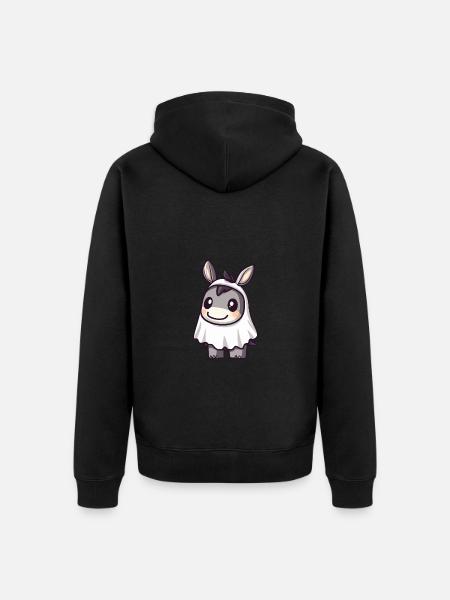 Donkey Halloween Funny Ghost - Unisex Premium Organic Zip Hoodie - black