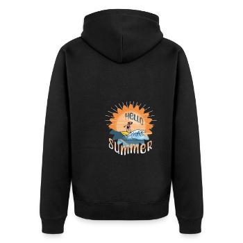 Hello Summer Surfing Surfboard Woman Summer Vacation - Unisex Premium Organic Zip Hoodie - black - Back - Nico (187cm)
