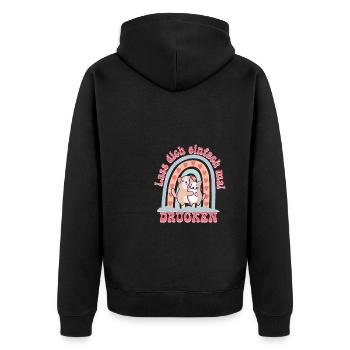 Lass dich einfach mal drücken umarmen Geschenk - Unisex Premium Bio Zip Hoodie - Schwarz - Hinten - Nico (187cm)